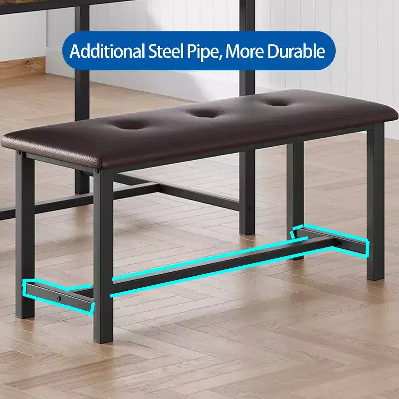 Set da pranzo con tavolo per 4 persone, tavolo da cucina con 2 panche imbottite, set da pranzo in legno per cucina, per piccoli spazi, appartamento, casa, cena
