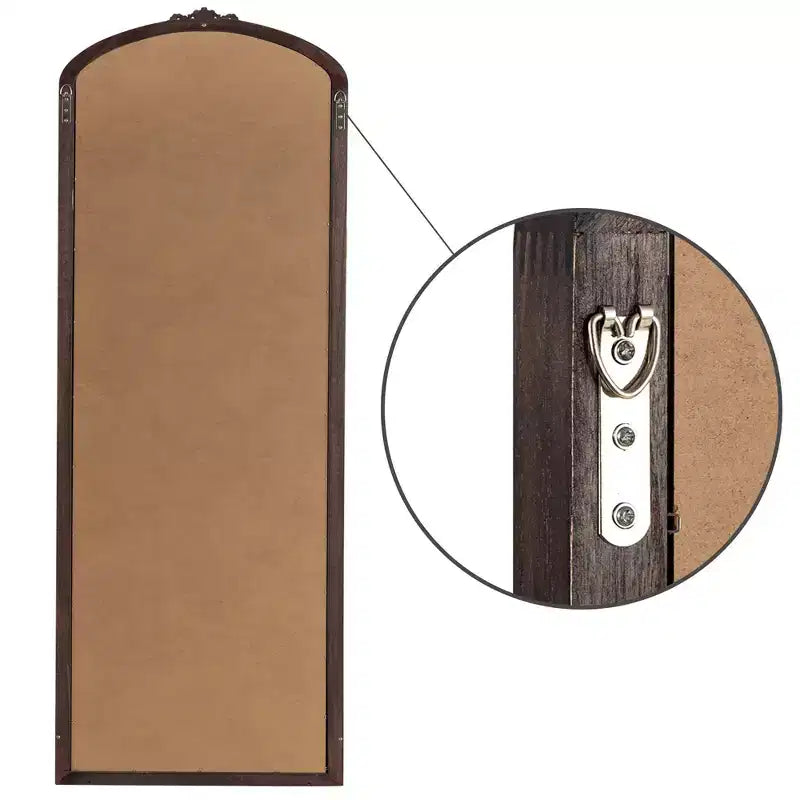 PexFix 28 pollici L x 67 pollici A Specchio a figura intera in legno massello con cornice ad arco intagliata fai da te, stile rustico, color antracite