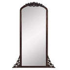 PexFix 28 pollici L x 67 pollici A Specchio a figura intera in legno massello con cornice ad arco intagliata fai da te, stile rustico, color antracite