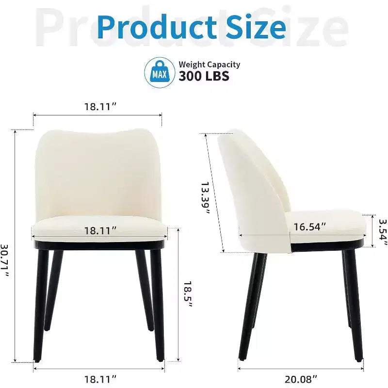 Sedie da pranzo imbottite Acekool, set da 2, sedie laterali moderne imbottite con gambe in legno per cucina e soggiorno