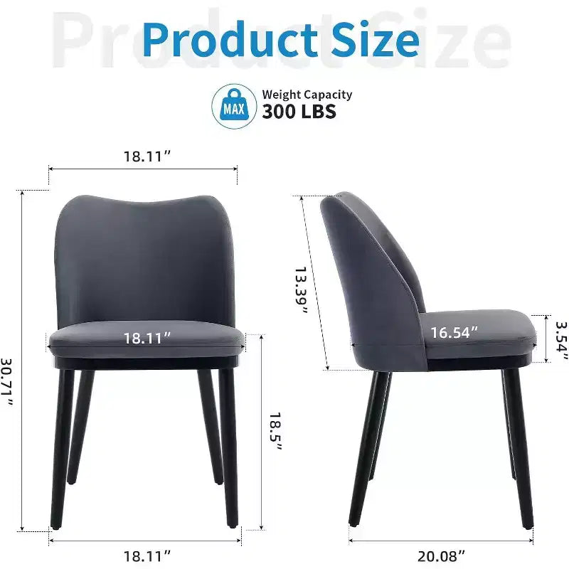 Sedie da pranzo imbottite Acekool, set da 2, sedie laterali moderne imbottite con gambe in legno per cucina e soggiorno