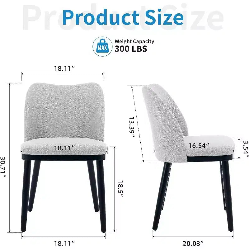 Sedie da pranzo imbottite Acekool, set da 2, sedie laterali moderne imbottite con gambe in legno per cucina e soggiorno