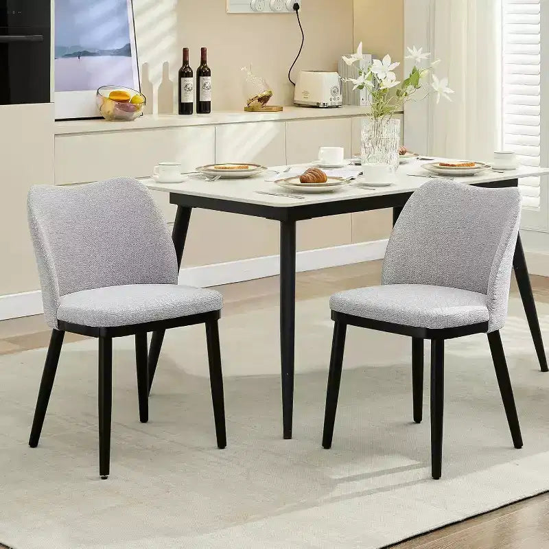 Sedie da pranzo imbottite Acekool, set da 2, sedie laterali moderne imbottite con gambe in legno per cucina e soggiorno