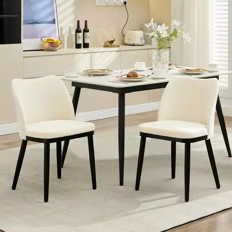 Sedie da pranzo imbottite Acekool, set da 2, sedie laterali moderne imbottite con gambe in legno per cucina e soggiorno