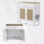 Mobiletto per Gatti in Rattan con Struttura in Truciolato, Elegante Intreccio in Rattan, Costruzione Durevole, Interni Spaziosi e Design Elegante