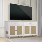 Mobiletto per Gatti in Rattan con Struttura in Truciolato, Elegante Intreccio in Rattan, Costruzione Durevole, Interni Spaziosi e Design Elegante