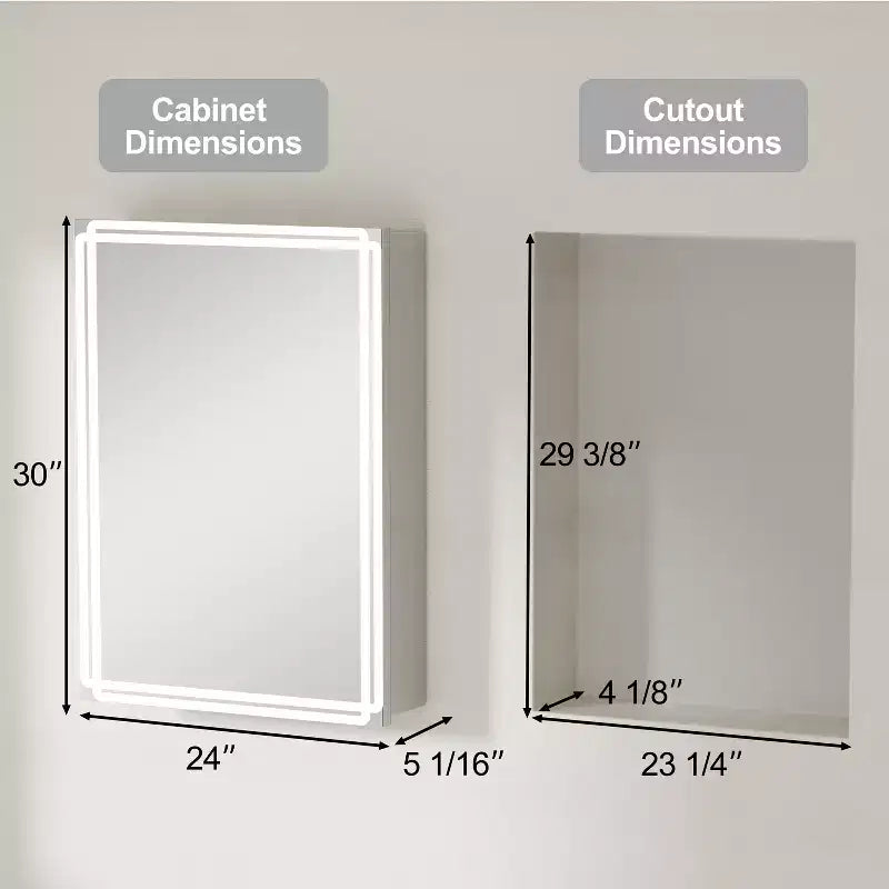 Pensile da bagno Alita con specchi e luci, 3 modalità di illuminazione, antiappannamento, dimmerabile, funzione memoria, presa di corrente, argento