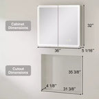 Pensile da bagno Alita con specchi e luci, 3 modalità di illuminazione, antiappannamento, dimmerabile, funzione memoria, presa di corrente, argento