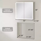 Pensile da bagno Alita con specchi e luci, 3 modalità di illuminazione, antiappannamento, dimmerabile, funzione memoria, presa di corrente, argento