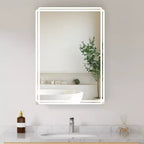 Pensile da bagno Alita con specchi e luci, 3 modalità di illuminazione, antiappannamento, dimmerabile, funzione memoria, presa di corrente, argento
