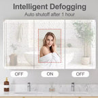 Pensile da bagno Alita con specchi e luci, 3 modalità di illuminazione, antiappannamento, dimmerabile, funzione memoria, presa di corrente, argento