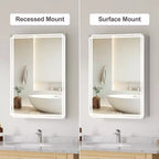 Pensile da bagno Alita con specchi e luci, 3 modalità di illuminazione, antiappannamento, dimmerabile, funzione memoria, presa di corrente, argento