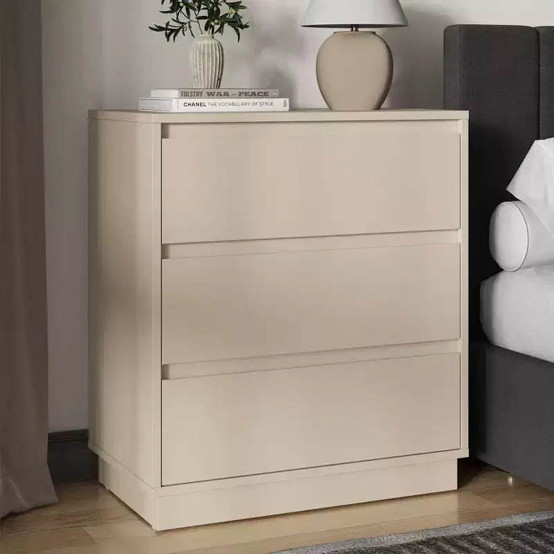 Heynemo Comodini Larghi con 3 Cassetti (Set da 2), Cassettiera Moderna per Camera da Letto, Tavolino d'Appoggio Grande con Sistema di Estrazione Nascosto