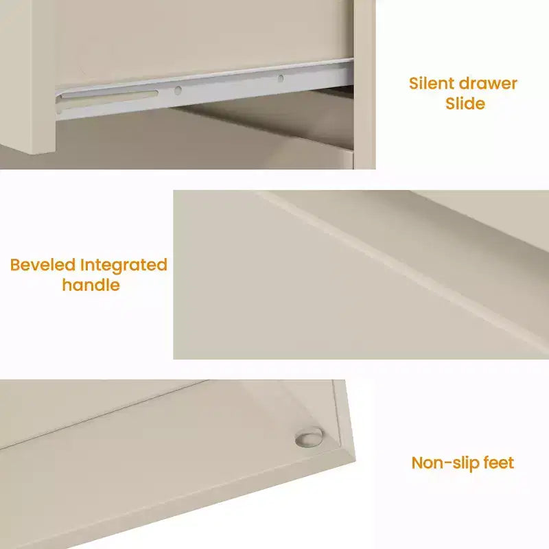 Heynemo Comodini Larghi con 3 Cassetti (Set da 2), Cassettiera Moderna per Camera da Letto, Tavolino d'Appoggio Grande con Sistema di Estrazione Nascosto