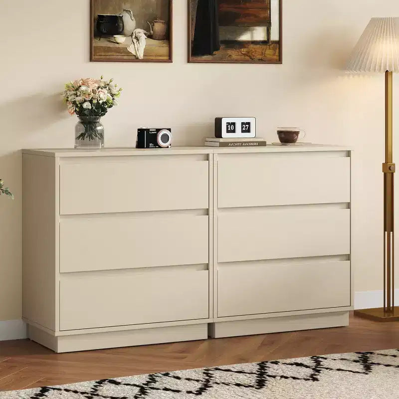 Heynemo Comodini Larghi con 3 Cassetti (Set da 2), Cassettiera Moderna per Camera da Letto, Tavolino d'Appoggio Grande con Sistema di Estrazione Nascosto