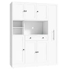 Credenza Whisen con vetrina, mobiletto estraibile e cassetto