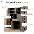 Credenza Whisen con vetrina, mobiletto estraibile e cassetto