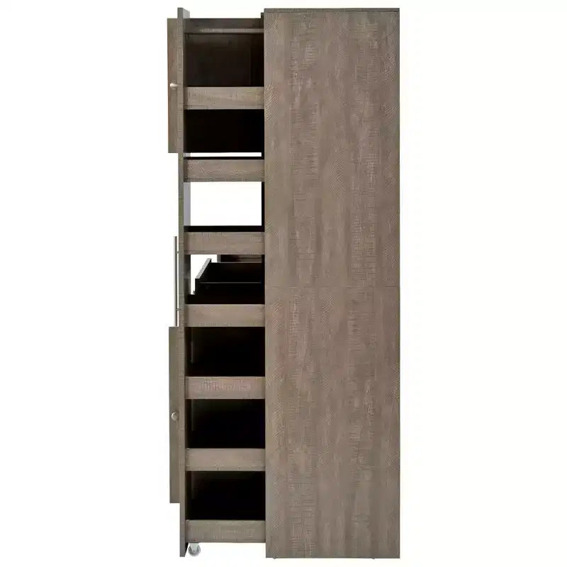 Credenza Whisen con vetrina, mobiletto estraibile e cassetto