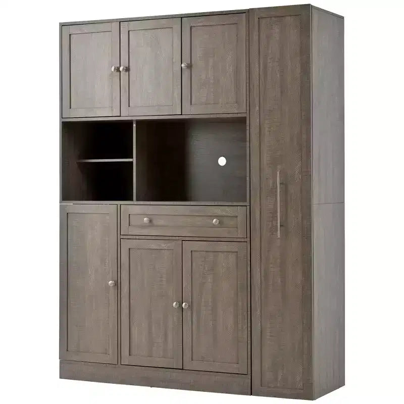 Credenza Whisen con vetrina, mobiletto estraibile e cassetto