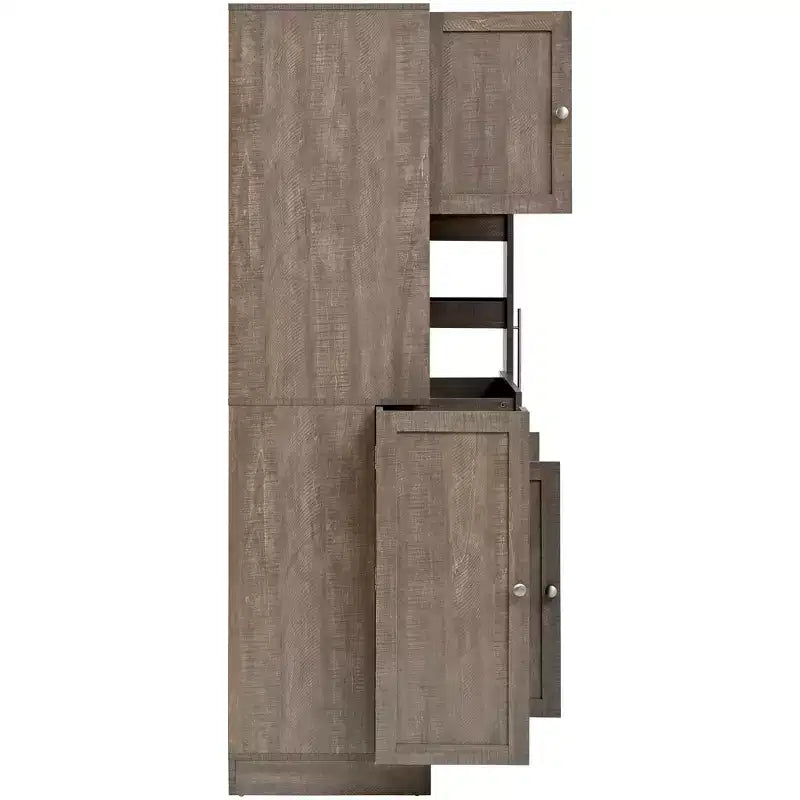 Credenza Whisen con vetrina, mobiletto estraibile e cassetto