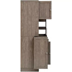 Credenza Whisen con vetrina, mobiletto estraibile e cassetto