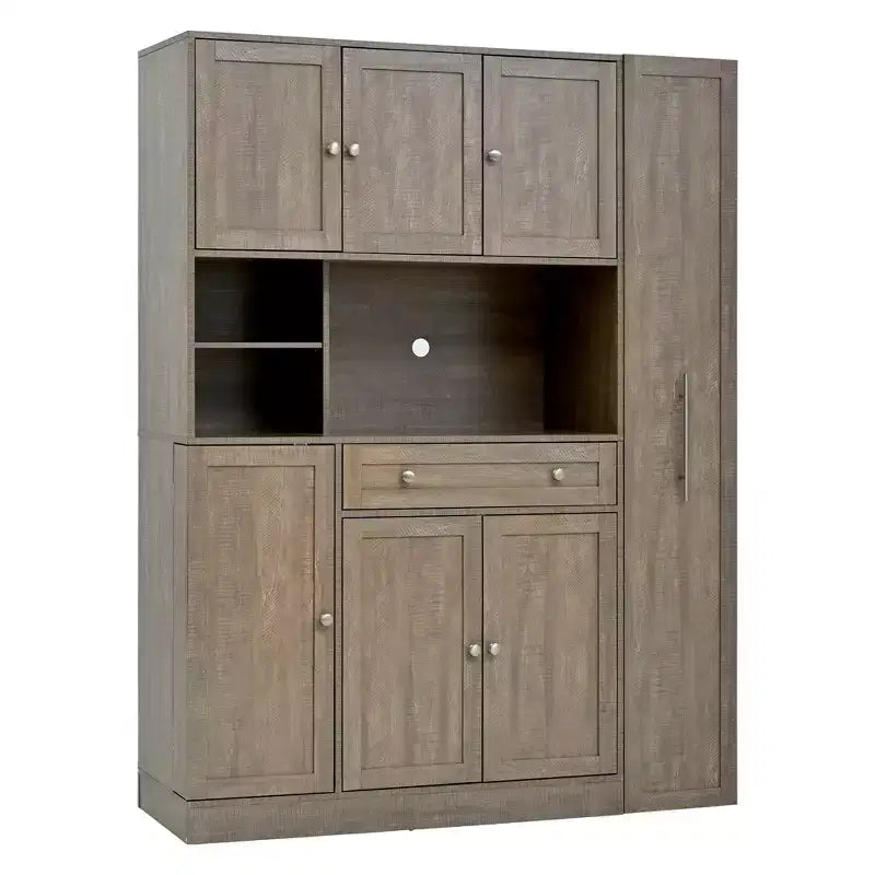 Credenza Whisen con vetrina, mobiletto estraibile e cassetto