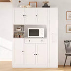 Credenza Whisen con vetrina, mobiletto estraibile e cassetto