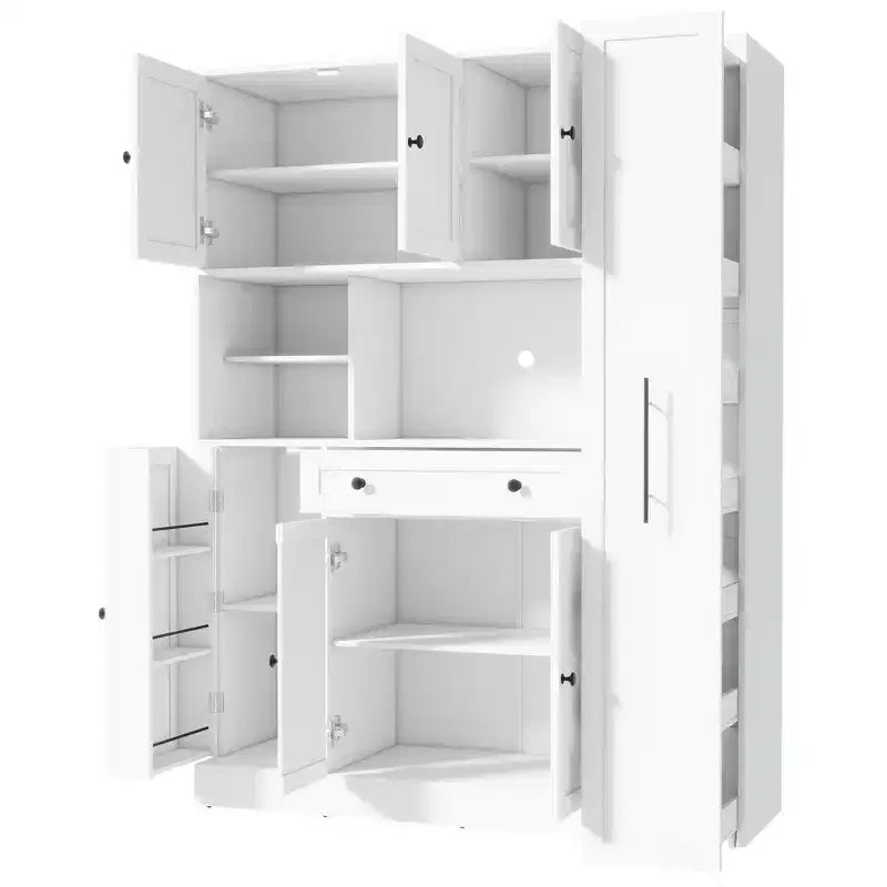 Credenza Whisen con vetrina, mobiletto estraibile e cassetto