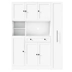 Credenza Whisen con vetrina, mobiletto estraibile e cassetto