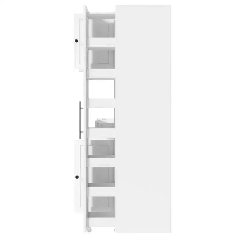 Credenza Whisen con vetrina, mobiletto estraibile e cassetto