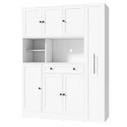 Credenza Whisen con vetrina, mobiletto estraibile e cassetto