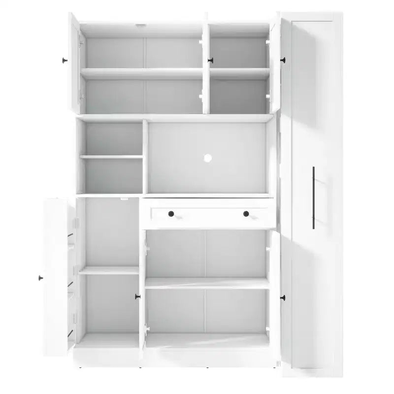Credenza Whisen con vetrina, mobiletto estraibile e cassetto