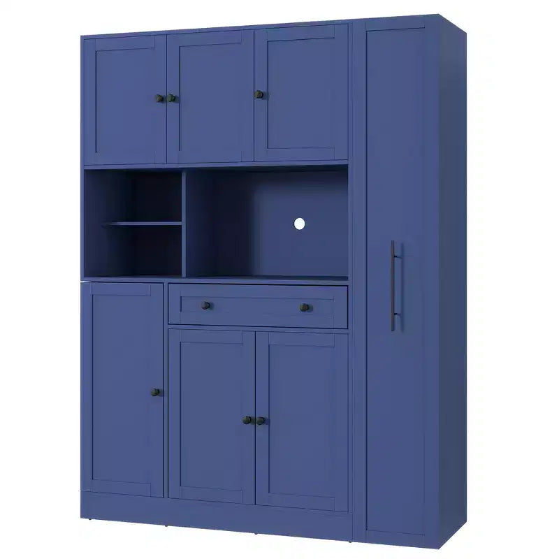 Credenza Whisen con vetrina, mobiletto estraibile e cassetto