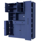 Credenza Whisen con vetrina, mobiletto estraibile e cassetto