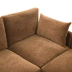 Divano in ciniglia multifunzionale Whisen con pouf modulare, porte USB e supporto per telefono