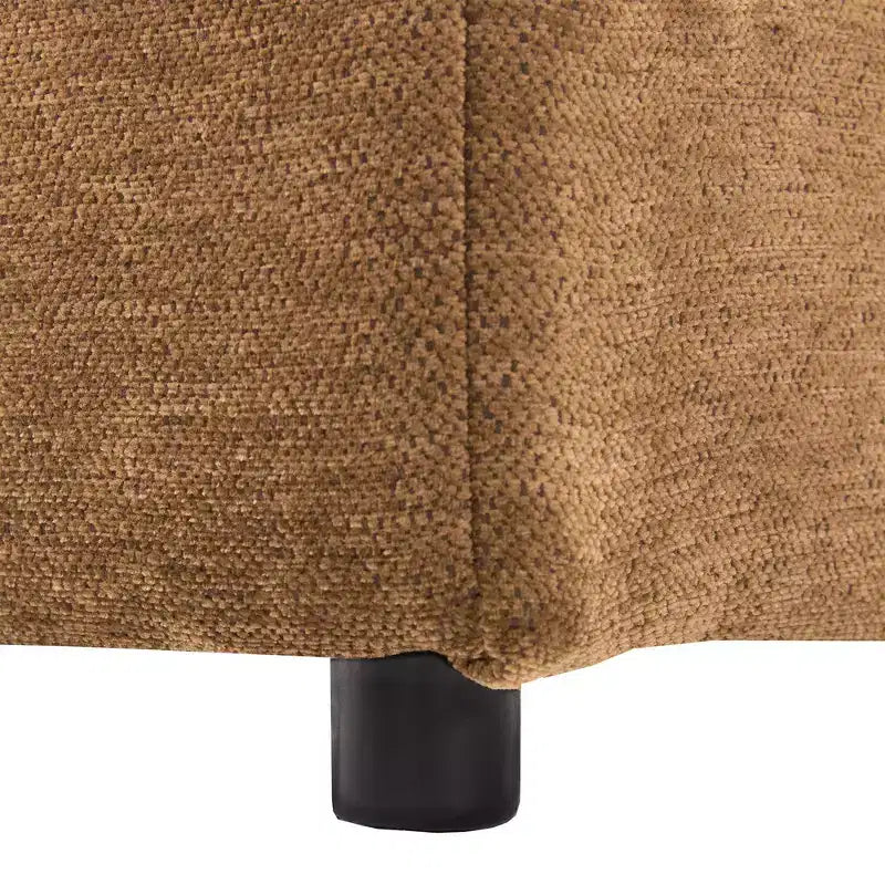 Divano in ciniglia multifunzionale Whisen con pouf modulare, porte USB e supporto per telefono