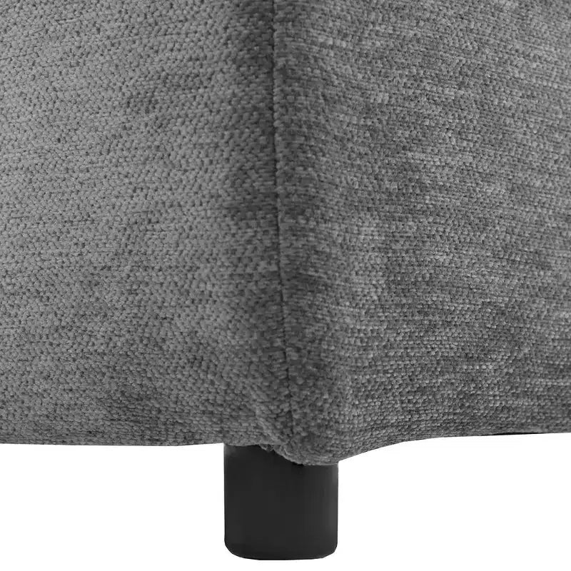 Divano in ciniglia multifunzionale Whisen con pouf modulare, porte USB e supporto per telefono