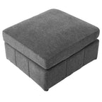 Divano in ciniglia multifunzionale Whisen con pouf modulare, porte USB e supporto per telefono