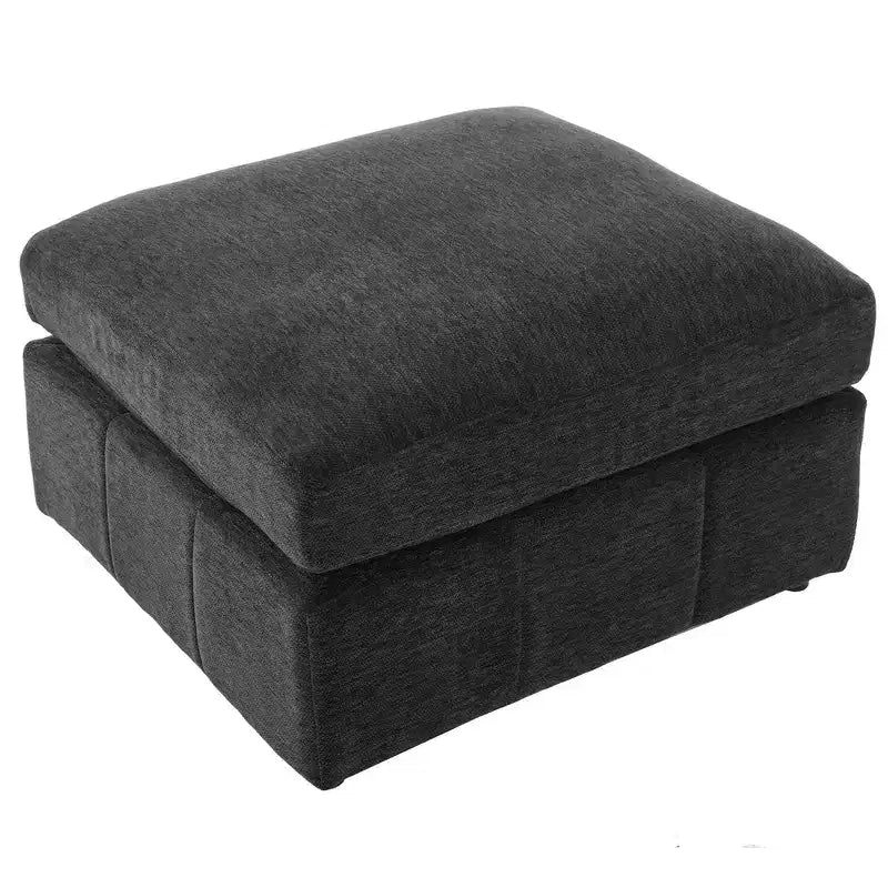 Divano in ciniglia multifunzionale Whisen con pouf modulare, porte USB e supporto per telefono