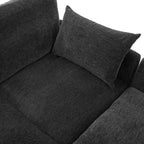 Divano in ciniglia multifunzionale Whisen con pouf modulare, porte USB e supporto per telefono