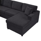 Divano sezionale Whisen Oversize in velluto a coste con penisola e tre morbidi cuscini decorativi