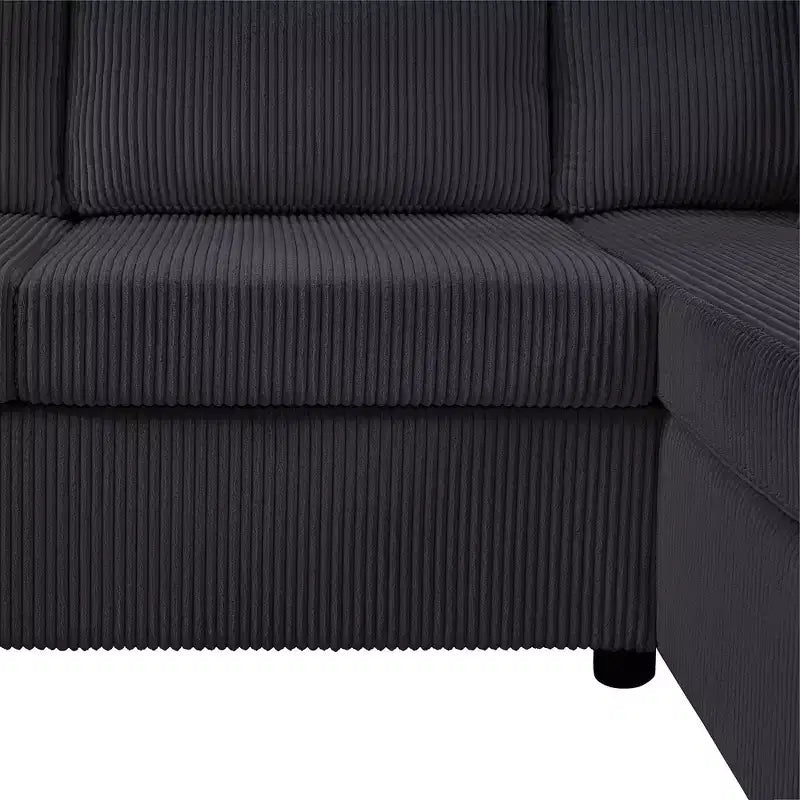 Divano sezionale Whisen Oversize in velluto a coste con penisola e tre morbidi cuscini decorativi