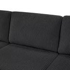 Divano sezionale Whisen Oversize in velluto a coste con penisola e tre morbidi cuscini decorativi