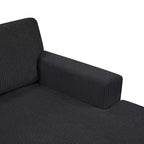 Divano sezionale Whisen Oversize in velluto a coste con penisola e tre morbidi cuscini decorativi