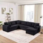 Divano sezionale Whisen Oversize in velluto a coste con penisola e tre morbidi cuscini decorativi