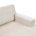 Divano sezionale Whisen Oversize in velluto a coste con penisola e tre morbidi cuscini decorativi