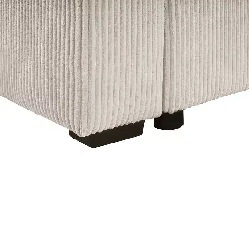 Divano sezionale Whisen Oversize in velluto a coste con penisola e tre morbidi cuscini decorativi
