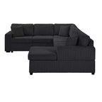 Divano sezionale Whisen Oversize in velluto a coste con penisola e tre morbidi cuscini decorativi