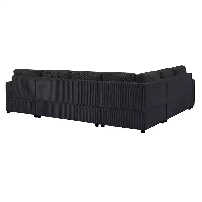 Divano sezionale Whisen Oversize in velluto a coste con penisola e tre morbidi cuscini decorativi