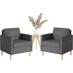 TYBOATLE Decor Linen Comfy Round Arms Chair Set of 2 for Living Room, Reading Leisure Chair with High Back for Living Room Bedroom Waiting Room, Grey
